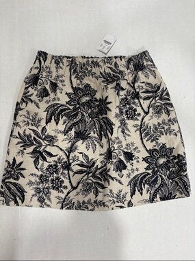 J. Crew Cream Mini Skirt with Black Botanical Print